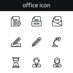 set of office icon outline style