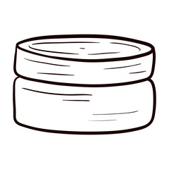 Vector isolated doodle illustration of cream jar with lid.