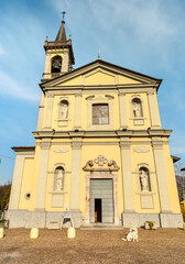 View of San Lorenzo church in Biandronno, province of Varese, Lombardy, Italy