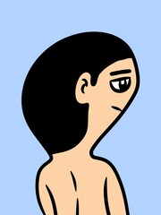 cute man cartoon on blue background