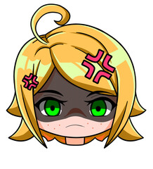 Kawaii anime face, anime chibi design. Angry expression.