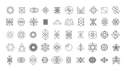 Collection of linear geometric shapes and patterns.