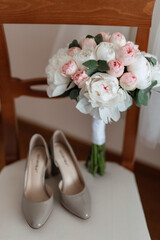 elegant wedding bouquet of fresh natural flowers