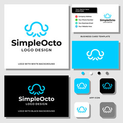 Octopus logo design with business card template.