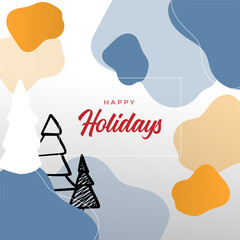 Merry Christmas greeting cards. Trendy square Winter Holidays art templates. New year cards. Suitable for social media post, mobile apps, banner design and web, internet ads.