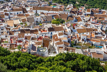 Fototapeta na wymiar Traditional white village in inland of Spain. It's called Pueblos Blancos in spanish. White houses in Frigiliana, Spain.