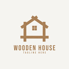 Wooden House Vector Logo Template. Wooden house vector logo design template. This is a modern, simple and clean logo design, wood specialist.
