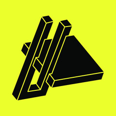 Impossible optical illusion shapes. Unreal geometric objects. Optical art. Impossible figures.