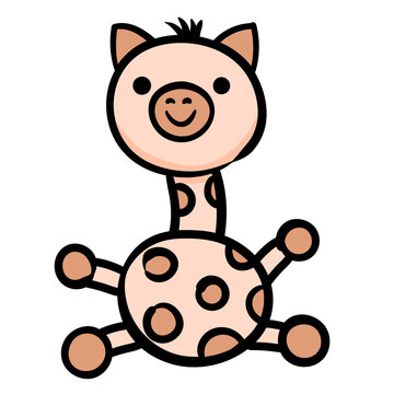 giraffe cute character icon. Hand drawn vector illustration.