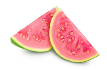 Guava fruit slices isolated on white background with clipping path and full depth of field