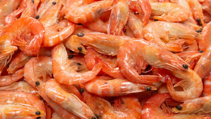 Shrimps background texture. A lot of shrimps.