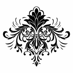Damask central element isolated. Vector damask illustration.