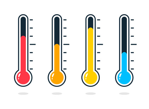 Colorful thermometer icon set. Clipart image isolated on white background