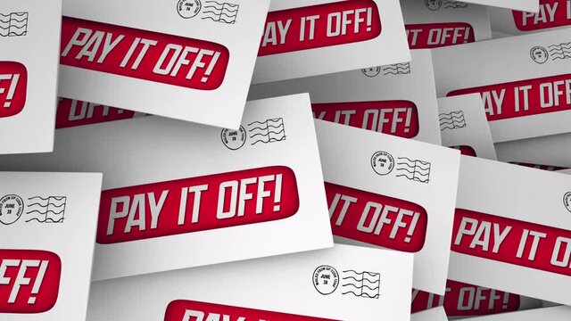Pay it Off Bills Debt Credit Card Balance Owe Money Envelopes 3d Animation