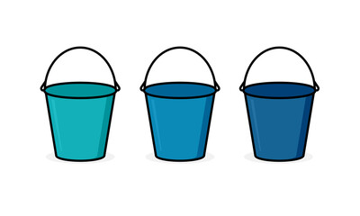 Three buckets filled outline icon. Clipart image isolated on white background - obrazy, fototapety, plakaty
