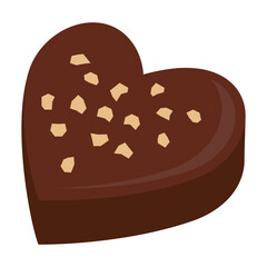 ナッツがトッピングされたハート型のチョコレート