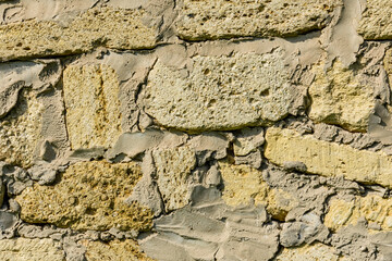 Texture of the shell rock limestone bricks for background. Natural pattern