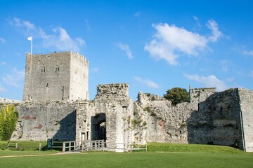 Fototapeta na wymiar originally built in the late 3rd century Porchester Castle is the most impressive and best preserved of the Saxon shore forts