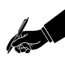 hand with pen writing signing silhouette
