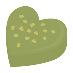 ピスタチオがトッピングされたハート型のピスタチオチョコレート