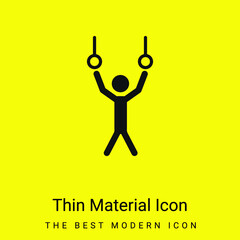 Athlete Hanging Of Rings Couple To Practice Gymnastics minimal bright yellow material icon