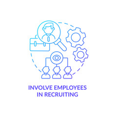 Involve employees in recruiting blue gradient concept icon. Attracting top talents abstract idea thin line illustration. Referral program for employees. Vector isolated outline color drawing