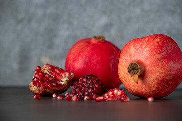 pomegranate on wooden background