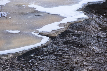 Ice edge by a river