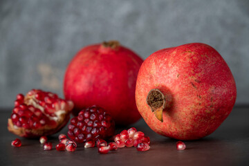 pomegranate on a wooden table