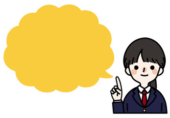 人物イラスト_女子高生_吹き出し