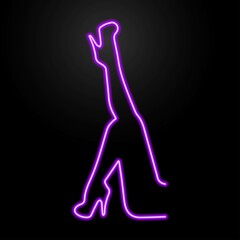 Female feet neon sign, modern glowing banner design, colorful modern design trends. Vector illustration.