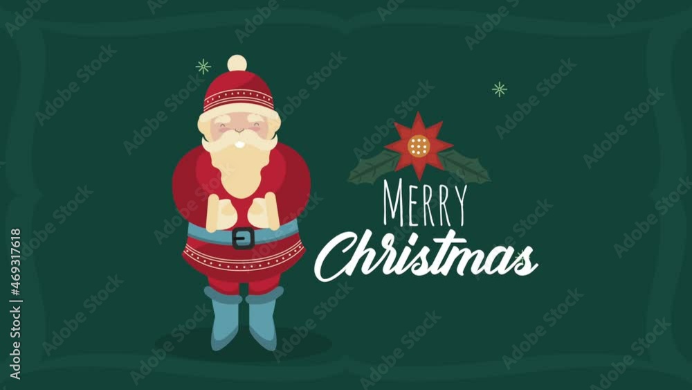 Canvas Prints merry christmas lettering with santa claus animation