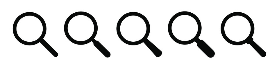 Search icon. Magnifying glass icon, vector magnifier or loupe sign.