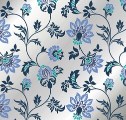 Colorful wedding card design, paisley floral pattern , India	