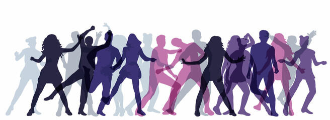 dancing people silhouette vector, isolated