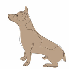 dog sitting sketch, line drawing vector, isolated