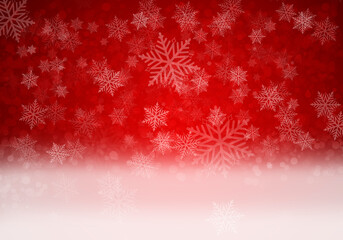 Fototapeta na wymiar Fondo navideño rojo con copos de nieve blanco.