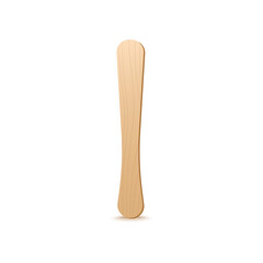Popsicle wooden stick in realistic 3d style, vector illustration isolated on white background.