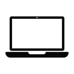 Laptop icon vector with blank screen.