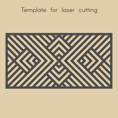 Template for laser cutting. Stencil for panels of wood, metal. Geometric pattern. Background for cut. Decorative stand. Vector illustration.