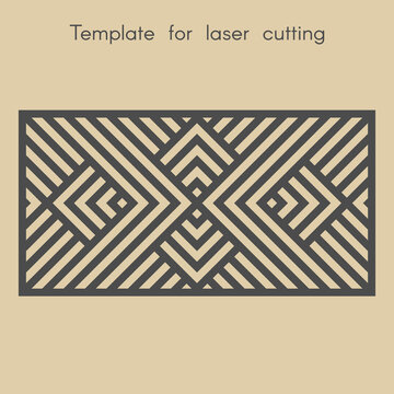 Template for laser cutting. Stencil for panels of wood, metal. Geometric pattern. Background for cut. Decorative stand. Vector illustration.