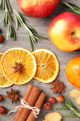 Ingredients for cooking mulled wine, close up