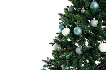 Composition with christmas tree, isolated on white background