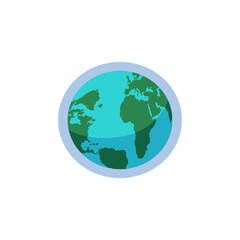 Icon or symbol of Earth sphere or globe, flat vector illustration isolated.