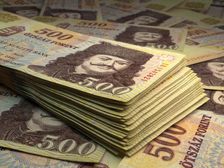 Hungarian money. Hungarian forint banknotes. 500 HUF forintok bills.