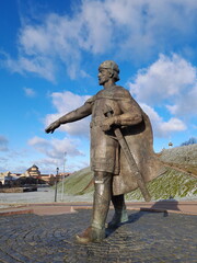 Dmitrov, Russia - November 9, 2021: Monument to Yuri Dolgoruky on Sovetskaya Square