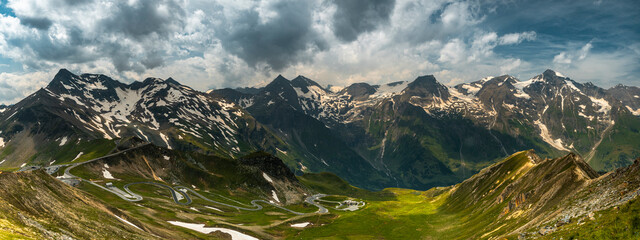 Grossglockner Serpentine Panoramic Road in Austria Alps Mountains at Summer
