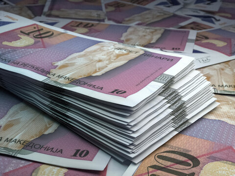 Macedonian money. Macedonian denar banknotes. 10 MKD denari bills.