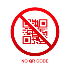 No QR code sign isolated on white background vector illustration.
