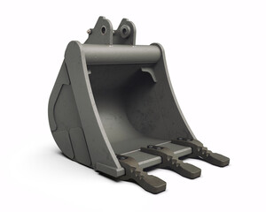 Heavy trench excavator bucket isolated on white background © jack_less